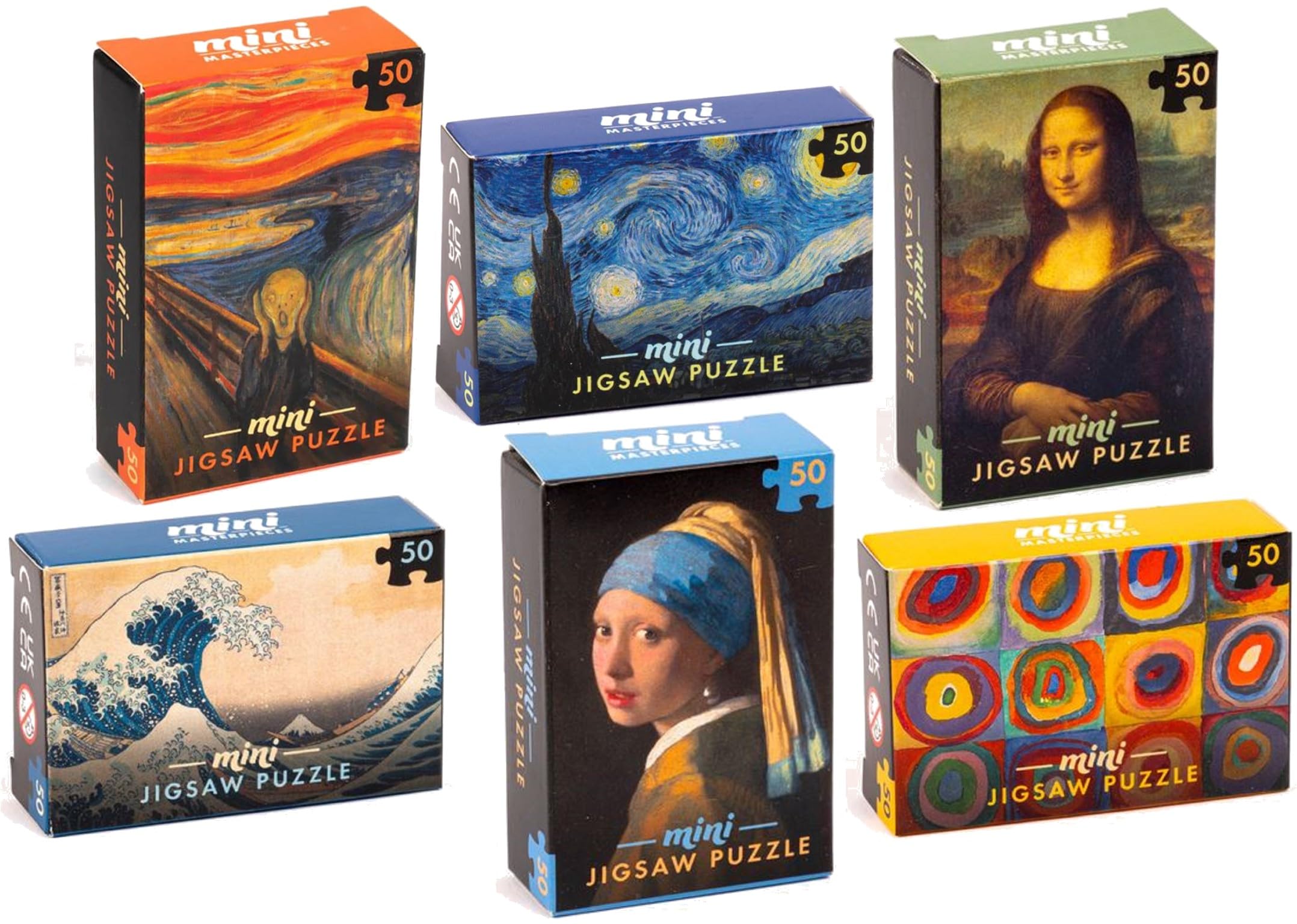 Set of 6 Mini Masterpiece Jigsaw Puzzle in a Matchbox - 50 piece